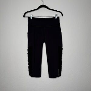 Lululemon Sharp Turns Black Crop Mesh Ruched Pocket Leggings Size 6